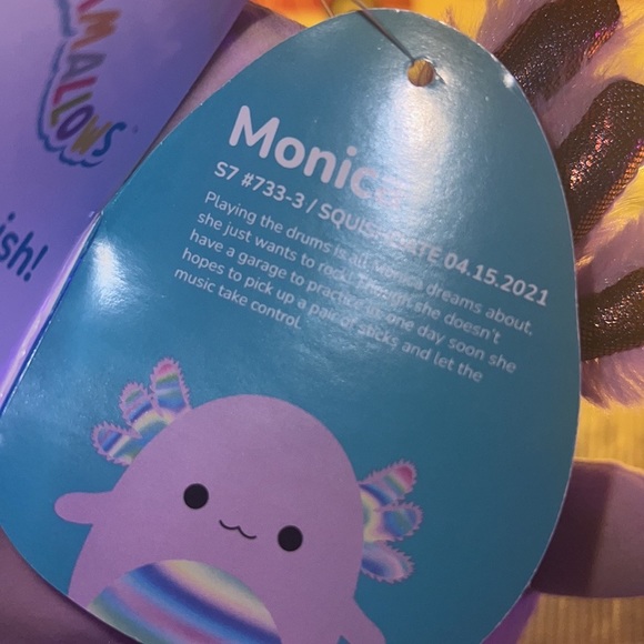 SQUISHMALLOW AXOLOTL MONICA The Purple Plush Toy 7.5” Kellytoys - Picture 6 of 7